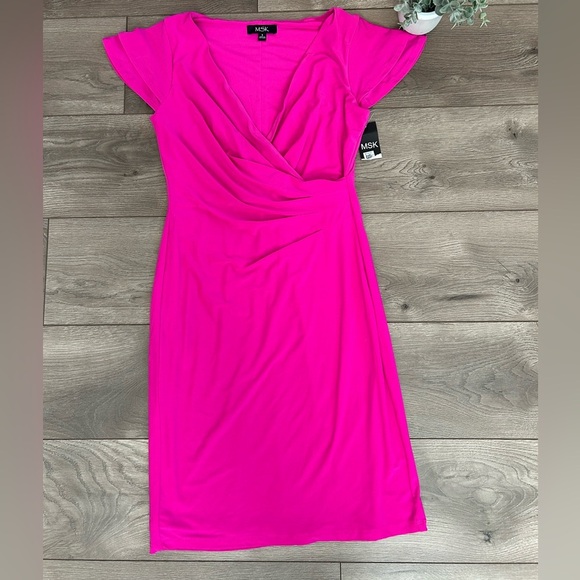 NWT MSK Women's Fuchsia Midi Dress Size Small - Picture 1 of 7